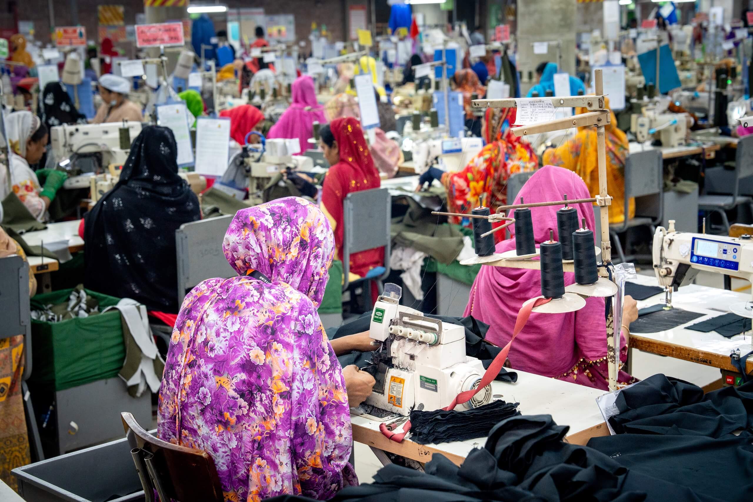 Workers in textile factory