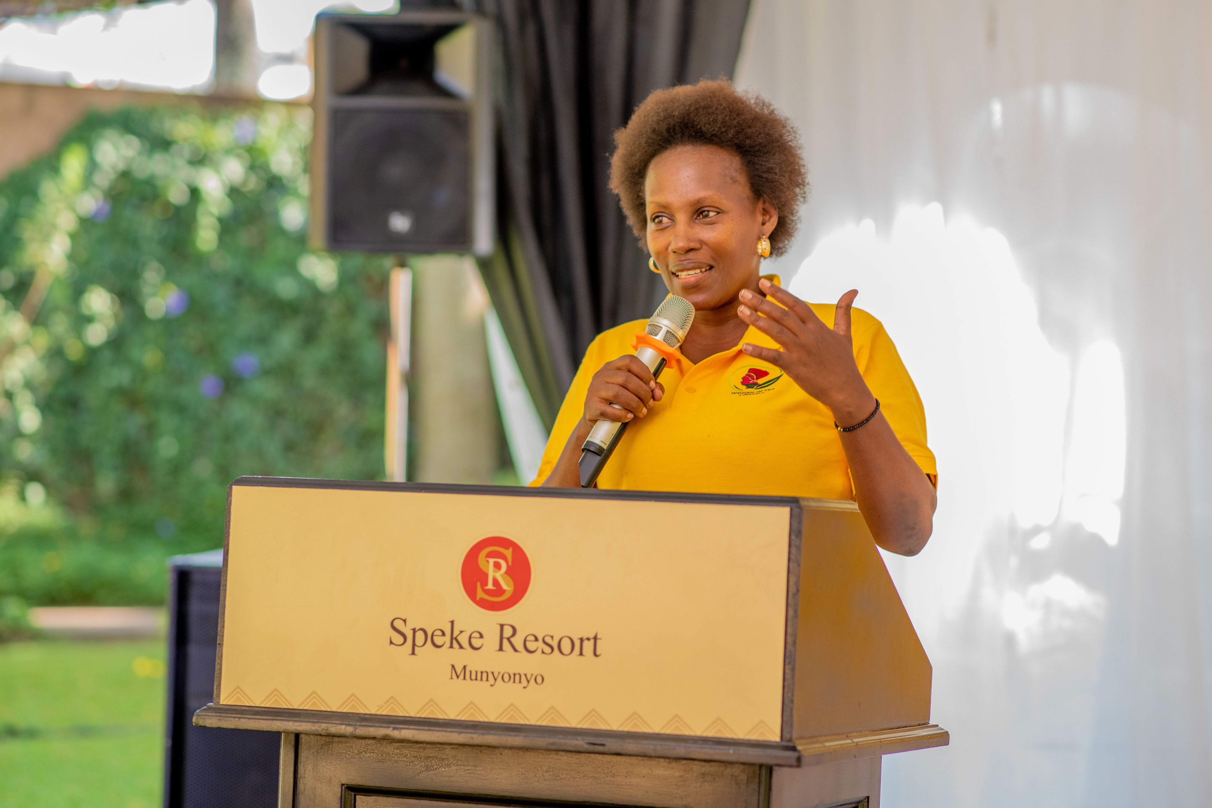 Julian Nyabuhara, Chairperson, WiTU addressing an audience